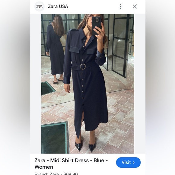 ZARA MIDI SHIRT DRESS | Khaki Green | L - Picture 6 of 6